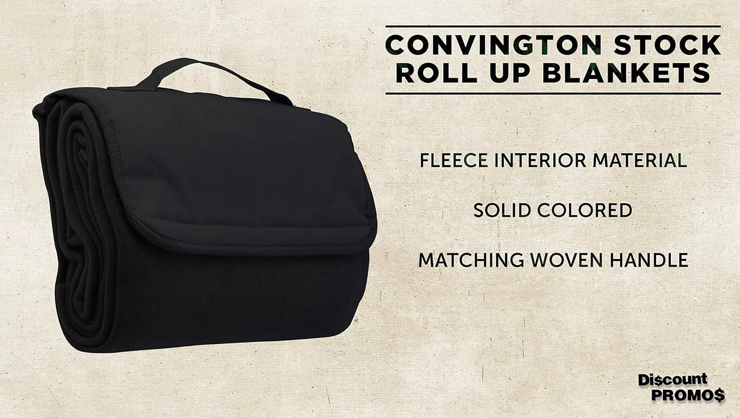 DISCOUNT PROMOS Roll Up Picnic Blankets Set of 10, Bulk Pack - Great Outdoor Blanket for Camping, Picnic, Beach, Sports, Outdoor Activities - Black