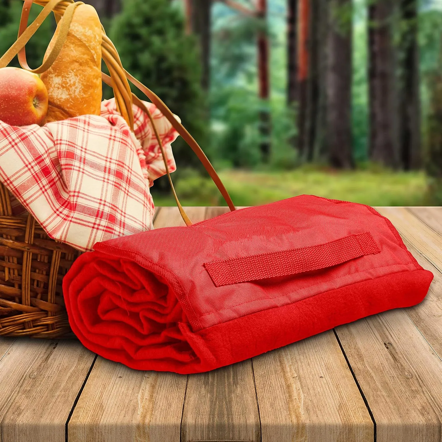 DISCOUNT PROMOS Roll Up Picnic Blankets Set of 10, Bulk Pack - Great Outdoor Blanket for Camping, Picnic, Beach, Sports, Outdoor Activities - Red