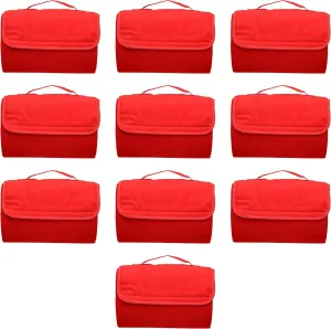 DISCOUNT PROMOS Roll Up Picnic Blankets Set of 10, Bulk Pack - Great Outdoor Blanket for Camping, Picnic, Beach, Sports, Outdoor Activities - Red
