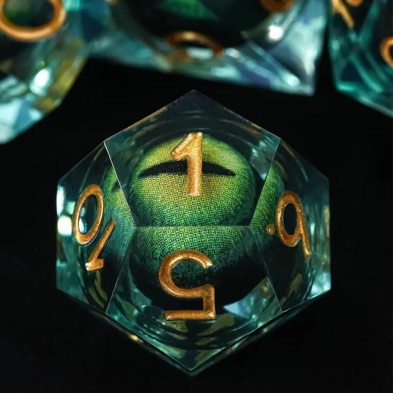 DND Dice Dragon Eye Resin Dice Set Liquid Core Polyhedral RPG DND Dice Set with Gift Box, Dungeons and Dragons D&d Dice for Role Playing Table Game D20 D12 D10 D8 D6 D4