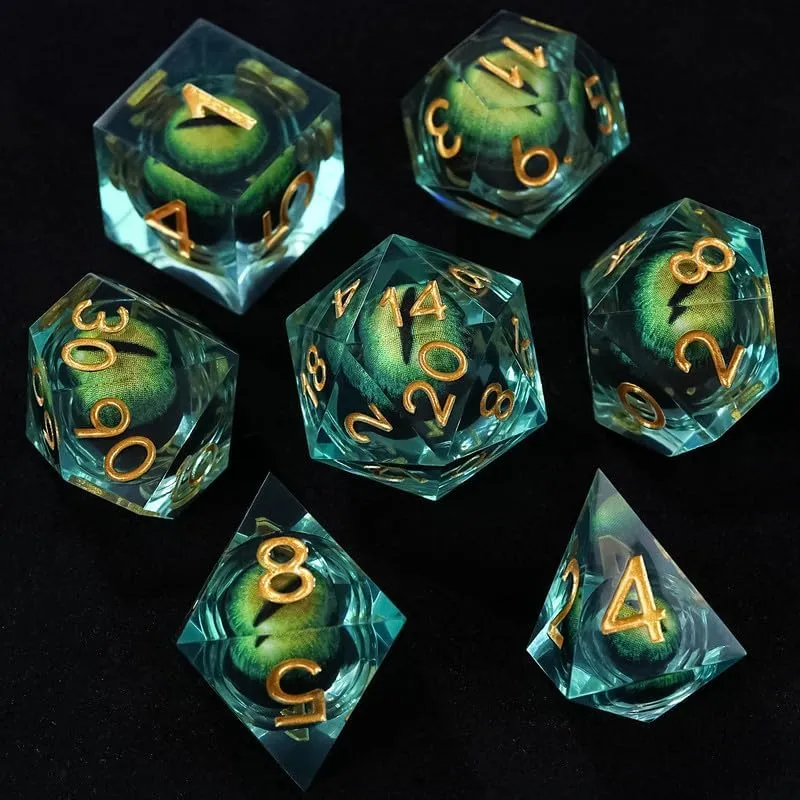 DND Dice Dragon Eye Resin Dice Set Liquid Core Polyhedral RPG DND Dice Set with Gift Box, Dungeons and Dragons D&d Dice for Role Playing Table Game D20 D12 D10 D8 D6 D4