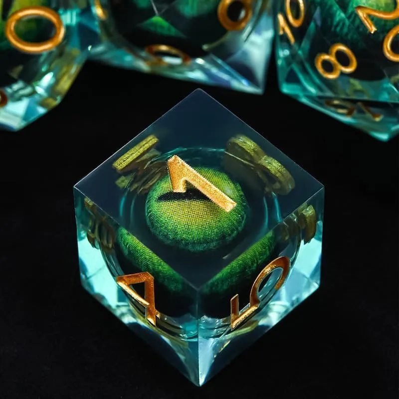 DND Dice Dragon Eye Resin Dice Set Liquid Core Polyhedral RPG DND Dice Set with Gift Box, Dungeons and Dragons D&d Dice for Role Playing Table Game D20 D12 D10 D8 D6 D4