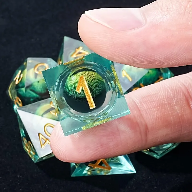 DND Dice Dragon Eye Resin Dice Set Liquid Core Polyhedral RPG DND Dice Set with Gift Box, Dungeons and Dragons D&d Dice for Role Playing Table Game D20 D12 D10 D8 D6 D4