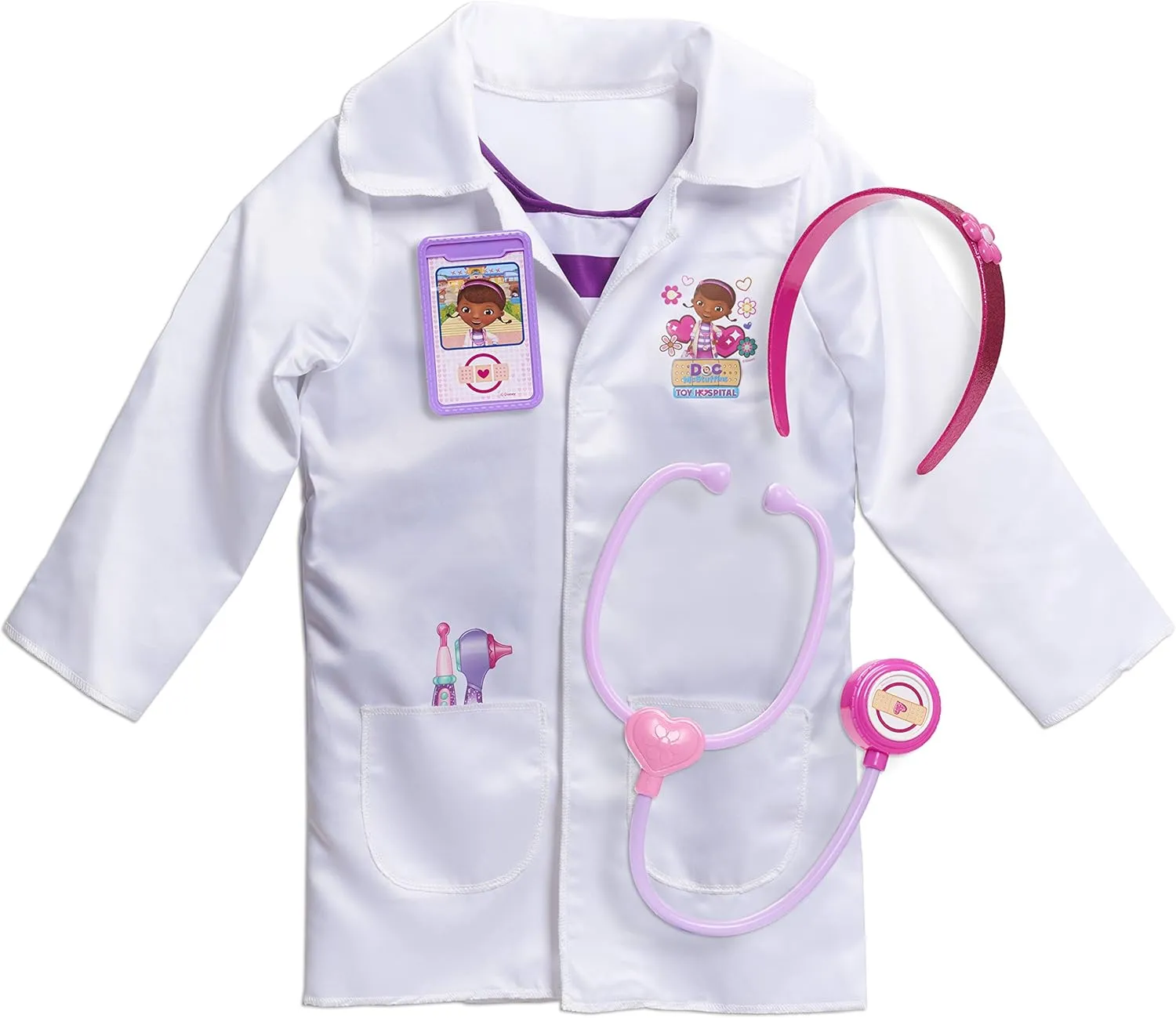 Doc McStuffins Doctor's Dress Up Set and Accessories, 4-pieces, Imaginative and Pretend Play, Kids Toys for Ages 3 Up by Just Play