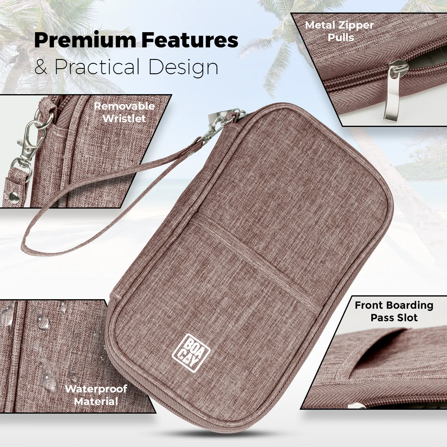 Document Organizer & Wallet (with RFID Blocker) - Coffee with Milk Brown