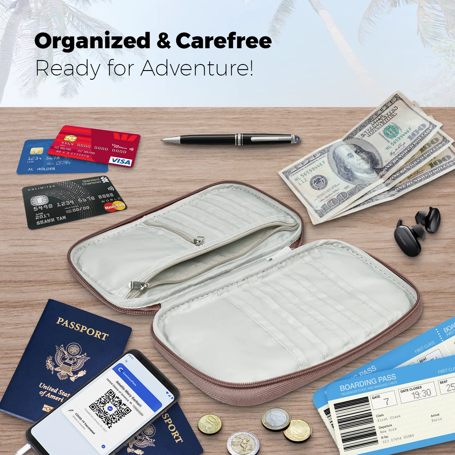 Document Organizer & Wallet (with RFID Blocker) - Coffee with Milk Brown
