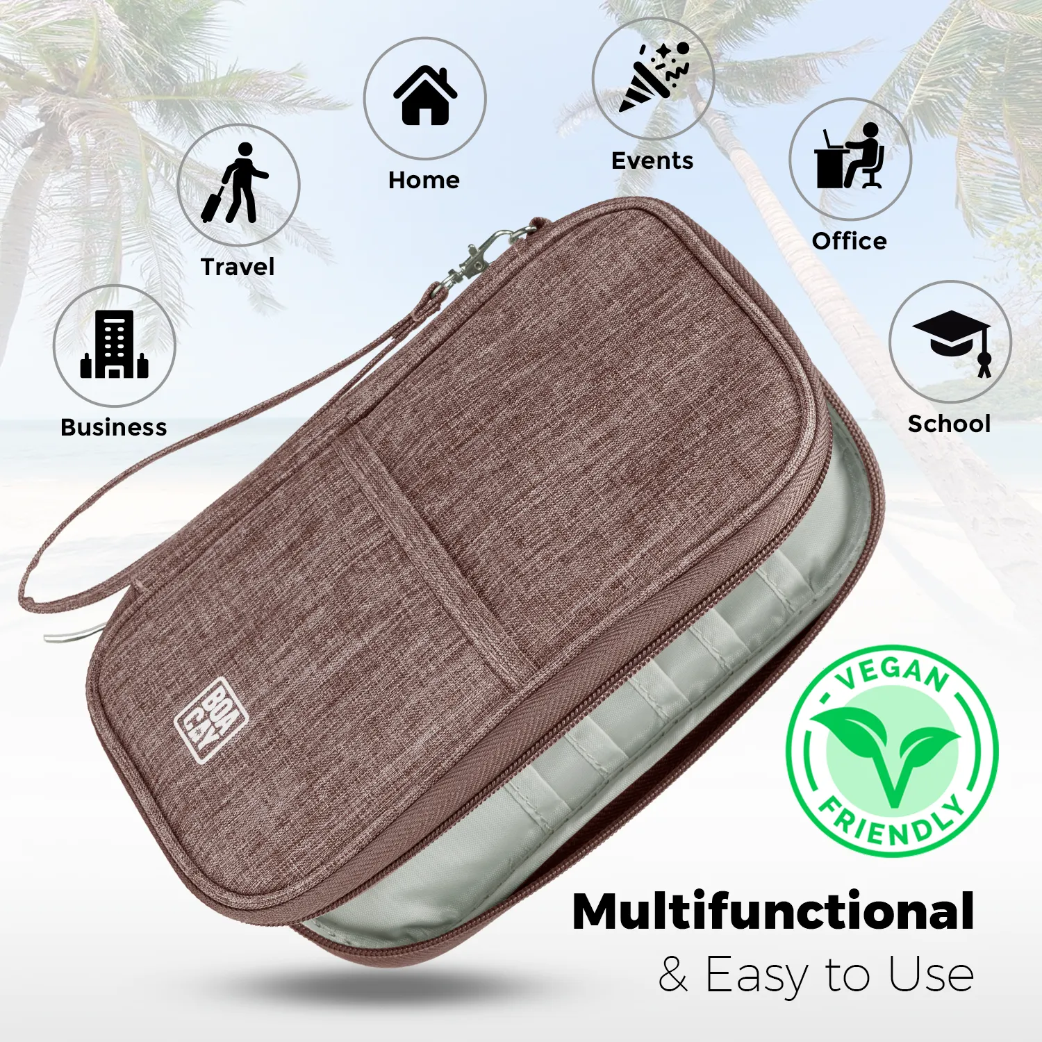 Document Organizer & Wallet (with RFID Blocker) - Coffee with Milk Brown