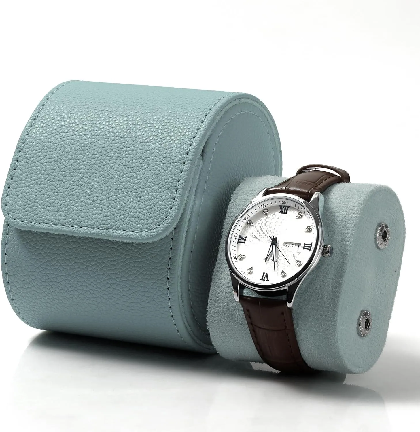 Dorisun Single Watch Travel Case - Watch Roll Travel Case for Men with Removable Pillow Holder, Watch Organiser Box for Christmas Anniversary Birthday(Cobalt Blue)