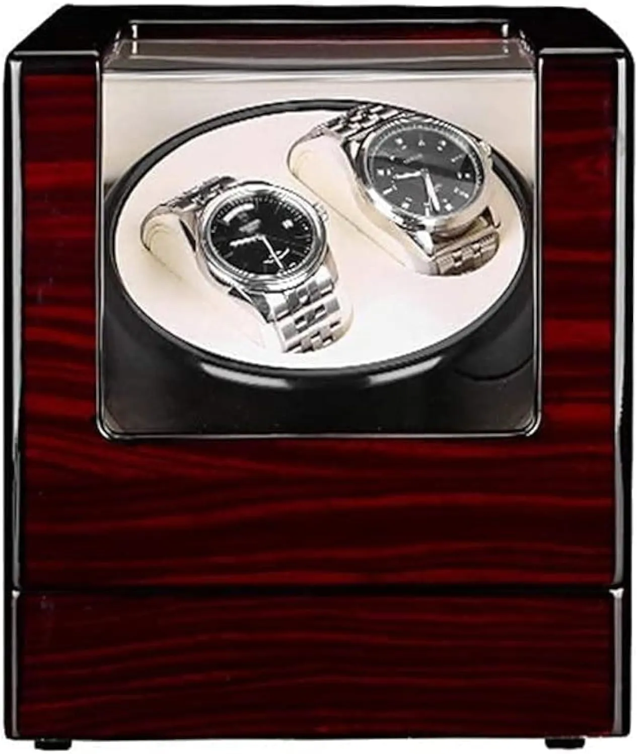 Double Automatic Watch Winder Box with 4 Rotation Modes, Silent Motor, Piano Finish, Fits Most Watches