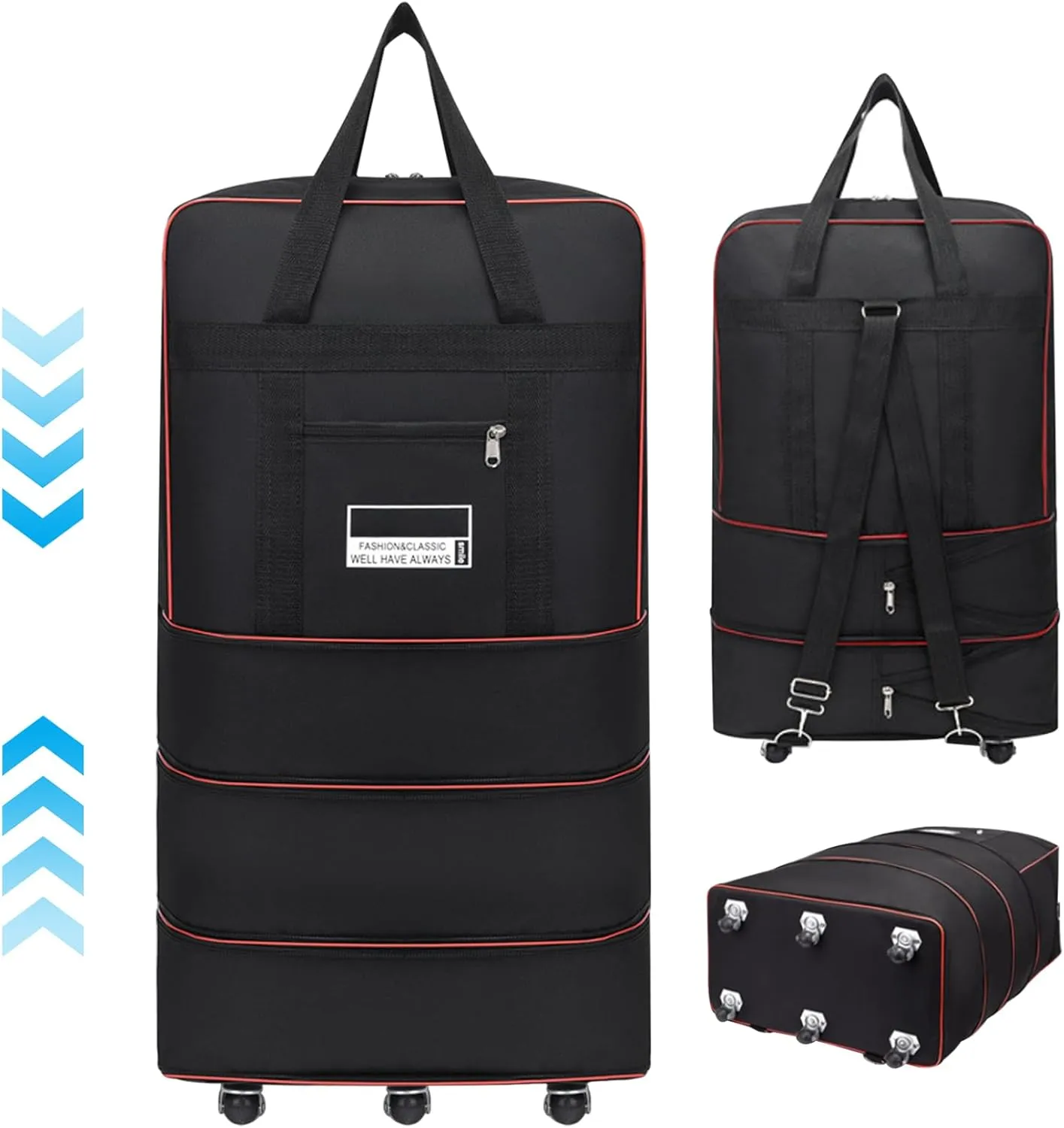 Duffle Bag 24X16X8 In Expandable Foldable 360° Rotating Rolling Duffle Bag Carry On Duffle Bag With Wheels And Handle For Camping,Travel Small