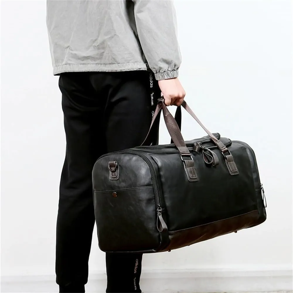 Duffle Bag Leather Travel Bag Men's Business Trip Luggage Bag Travel Bag for Travel, Workout