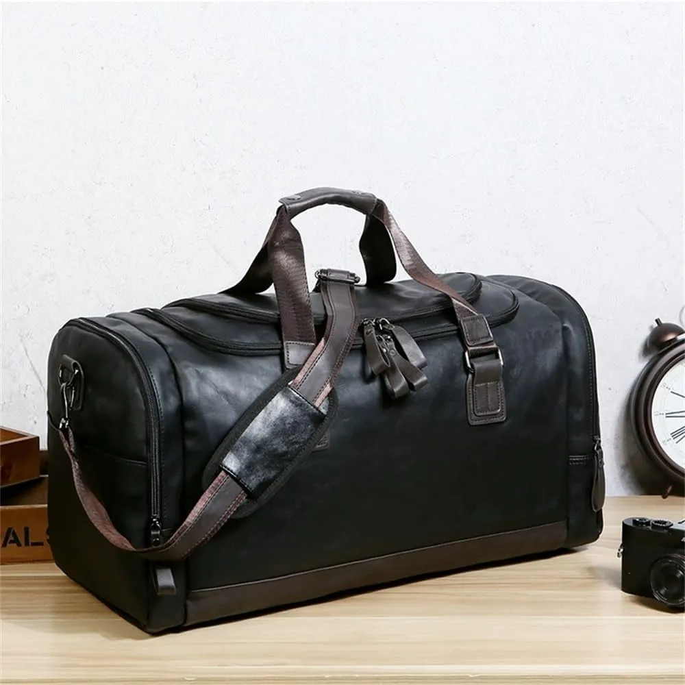 Duffle Bag Leather Travel Bag Men's Business Trip Luggage Bag Travel Bag for Travel, Workout