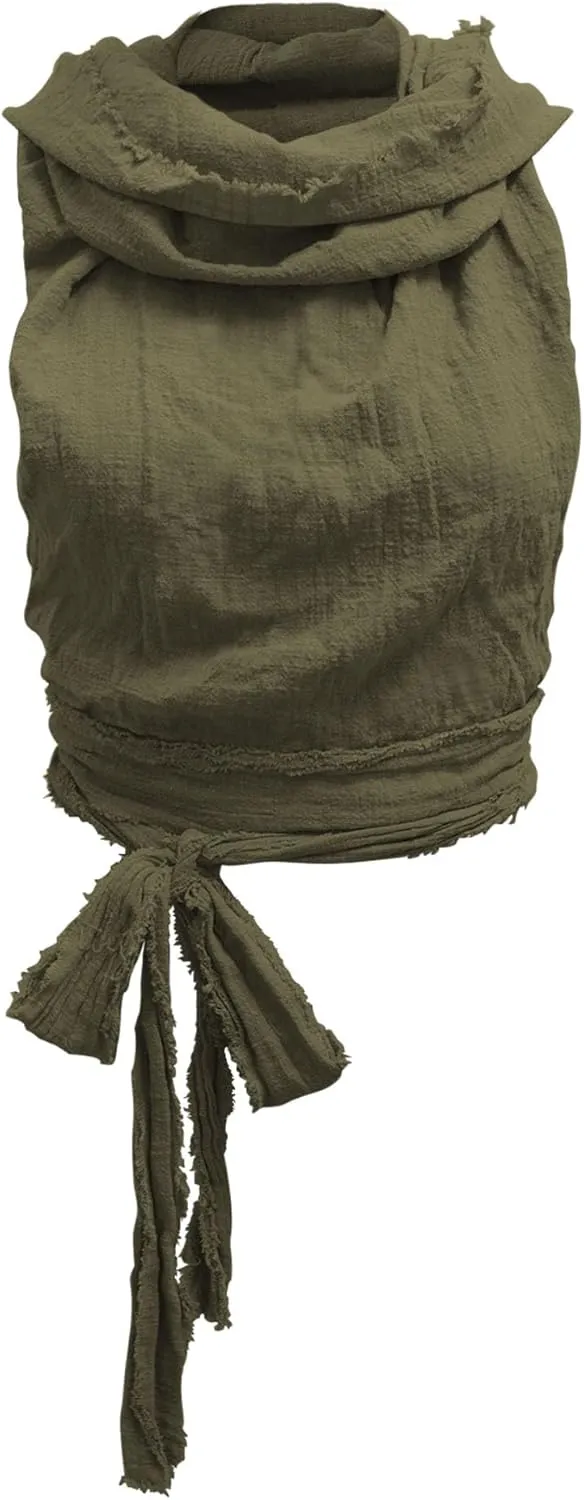 Dune Style Women's Crop Tank Top - Halter, Boho Open Back, Cross Wrap Swim Cover Up, 100% Cotton, Washed Raw-Edge