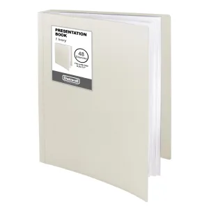Dunwell Binder with Plastic Sleeves 48-Pocket (Ivory) - Presentation Book, 8.5 x 11 Portfolio Folder with Clear Sheet Protectors, Displays 96-Page Documents, Certificates, Important Papers