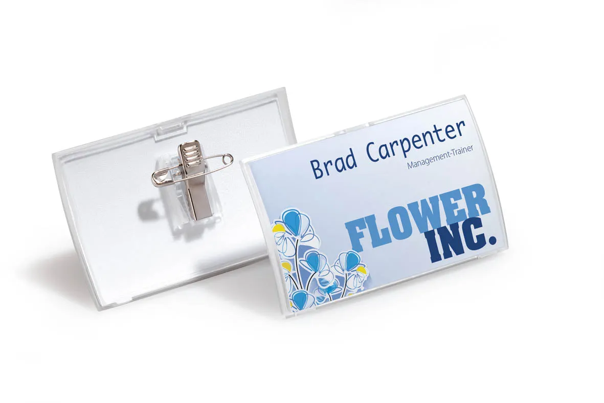 Durable Name Badge With Click Fold Combi Clip, Box of 25