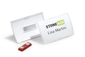 Durable Name Badge with Click Fold Magnetic Clip, Box of 10