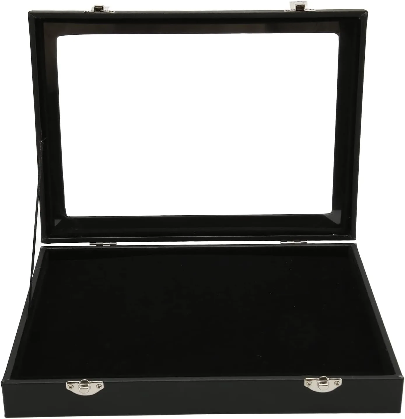 Dustproof Pin Display Case, Badge Collection Box Shadow Box Frame Jewelry Storage Box with Lock Buckle and Transparent Glass Lid for Pin, Military Medal, and Jewelry Collection