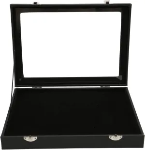 Dustproof Pin Display Case, Badge Collection Box Shadow Box Frame Jewelry Storage Box with Lock Buckle and Transparent Glass Lid for Pin, Military Medal, and Jewelry Collection