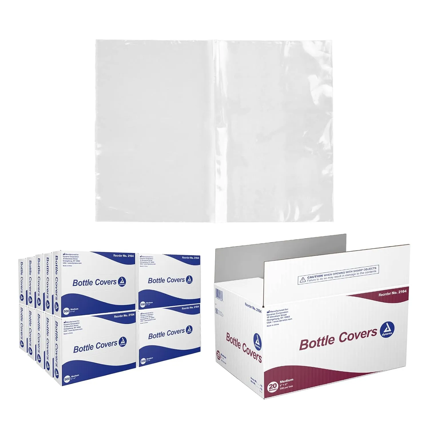 Dynarex Wash Bottle Bags - Disposable Sleeve Covers for Tattoo Squeeze Bottle - Sterile Pouches for Full Coverage - Medium Size - 1 Case, 20 Boxes of 500 Covers