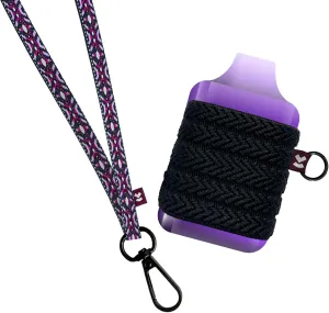 e-device Holder with Lanyard, Comfortable Design for Device and lighters, 3 Device Case Sizes for Perfect Fit, anti-lost Lanyard, Strength Elastic Holder (Ethnic Purple, Large)
