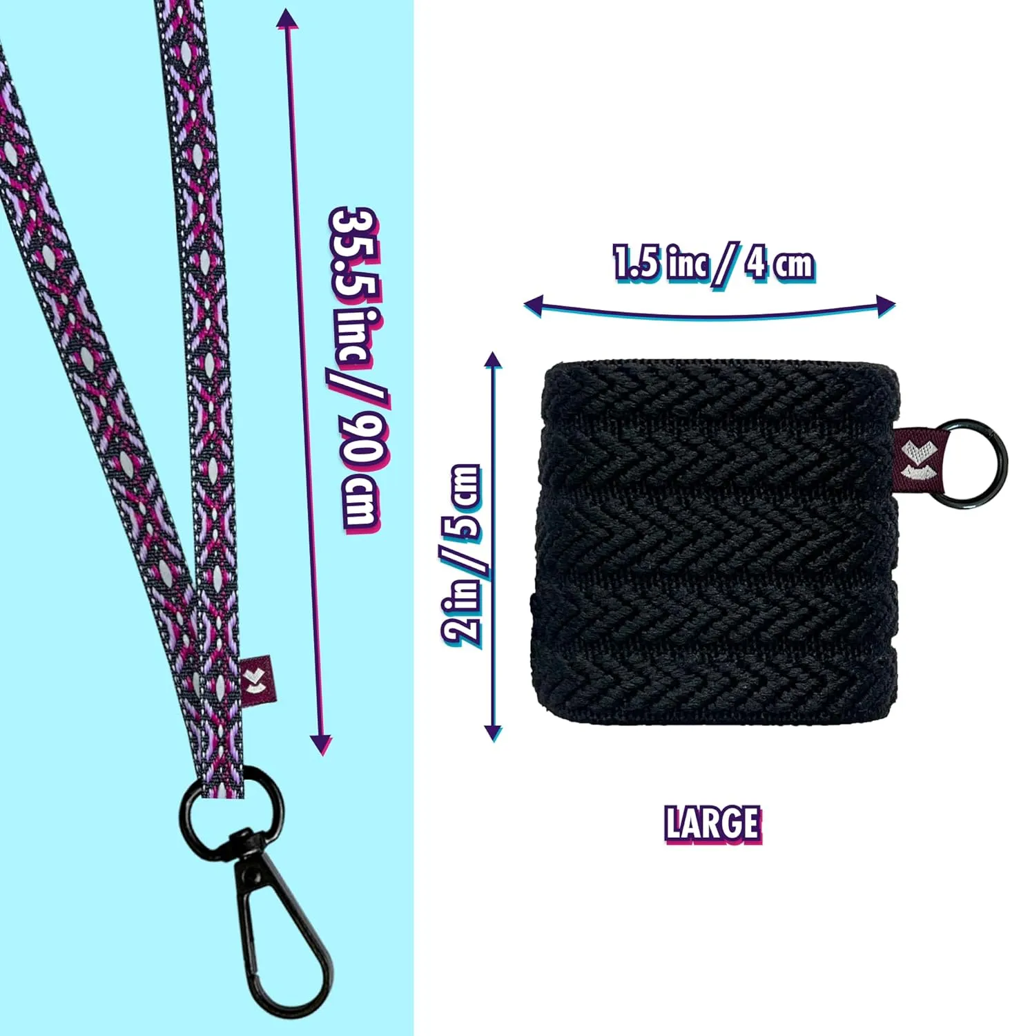 e-device Holder with Lanyard, Comfortable Design for Device and lighters, 3 Device Case Sizes for Perfect Fit, anti-lost Lanyard, Strength Elastic Holder (Ethnic Purple, Large)