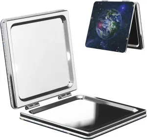 Earth Planet Stars Space Women Small Pocket Mirror Travel Cosmetic Mirror Folding Handheld Makeup Mirror