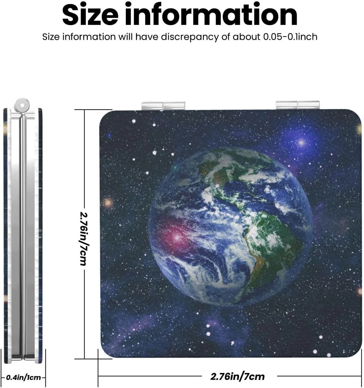 Earth Planet Stars Space Women Small Pocket Mirror Travel Cosmetic Mirror Folding Handheld Makeup Mirror