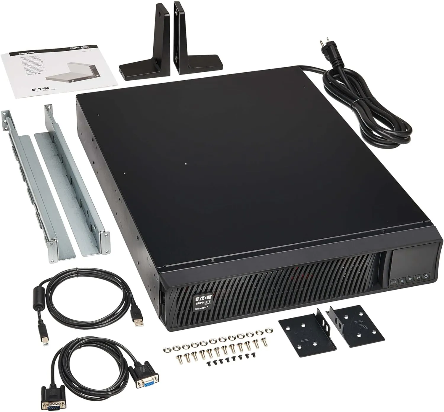 Eaton Tripp Lite Series 2200VA Smart UPS Back Up, Sine Wave, 120V, 1950W, 7 Outlets, 2U Rackmount or Tower, Network Card Option, LCD, USB, DB9, 3-Year Warranty & 250,000 Insurance (SMART2200RM2U)