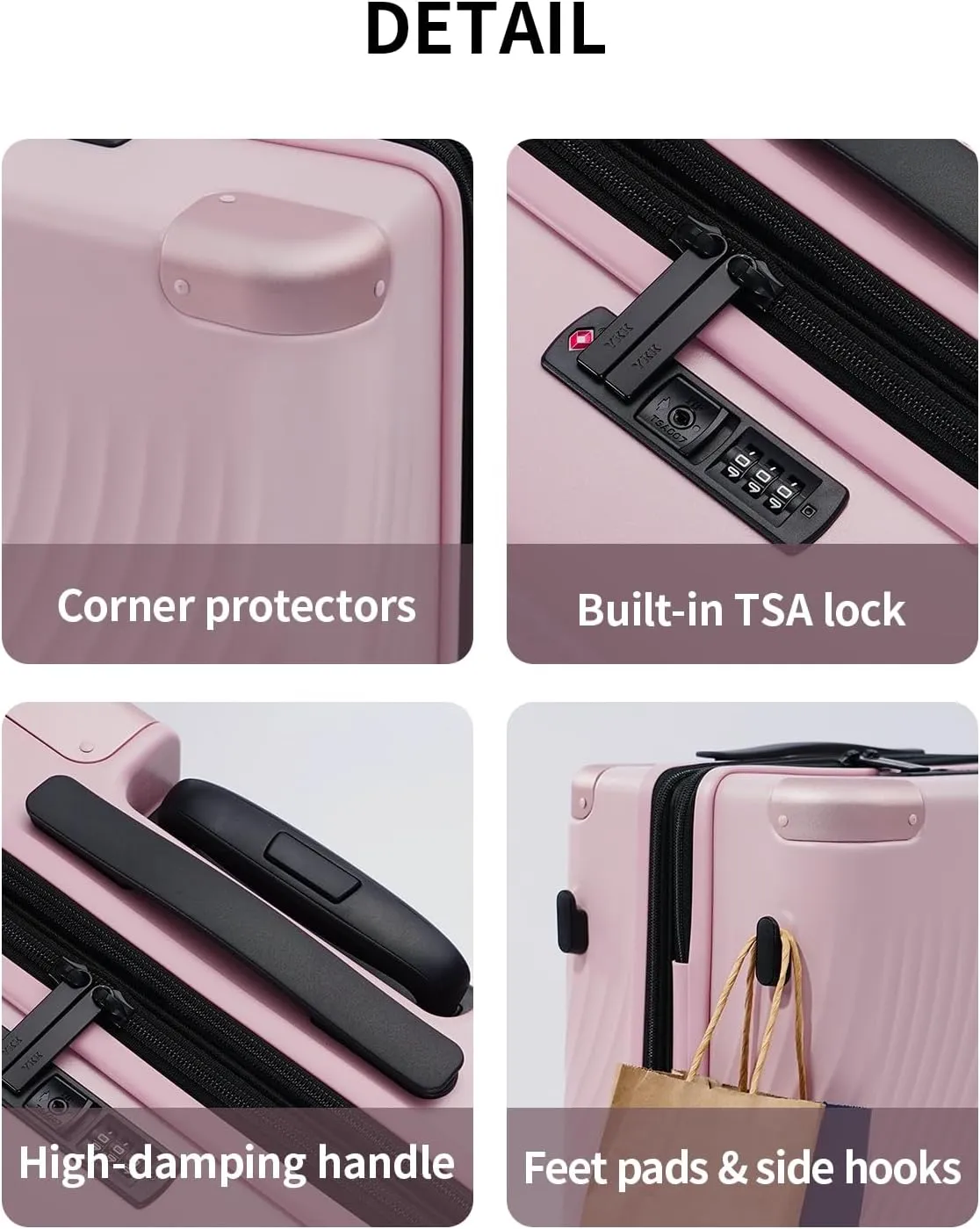 ECOHUB Hardside Expandable Carry On Luggage, 20" Rolling Luggage 22x14x9 Airline Approved with Spinner Wheels & TSA Lock, Lightweight Small Hardshell Travel Suitcase Valises, 20inch Carry-on Pink