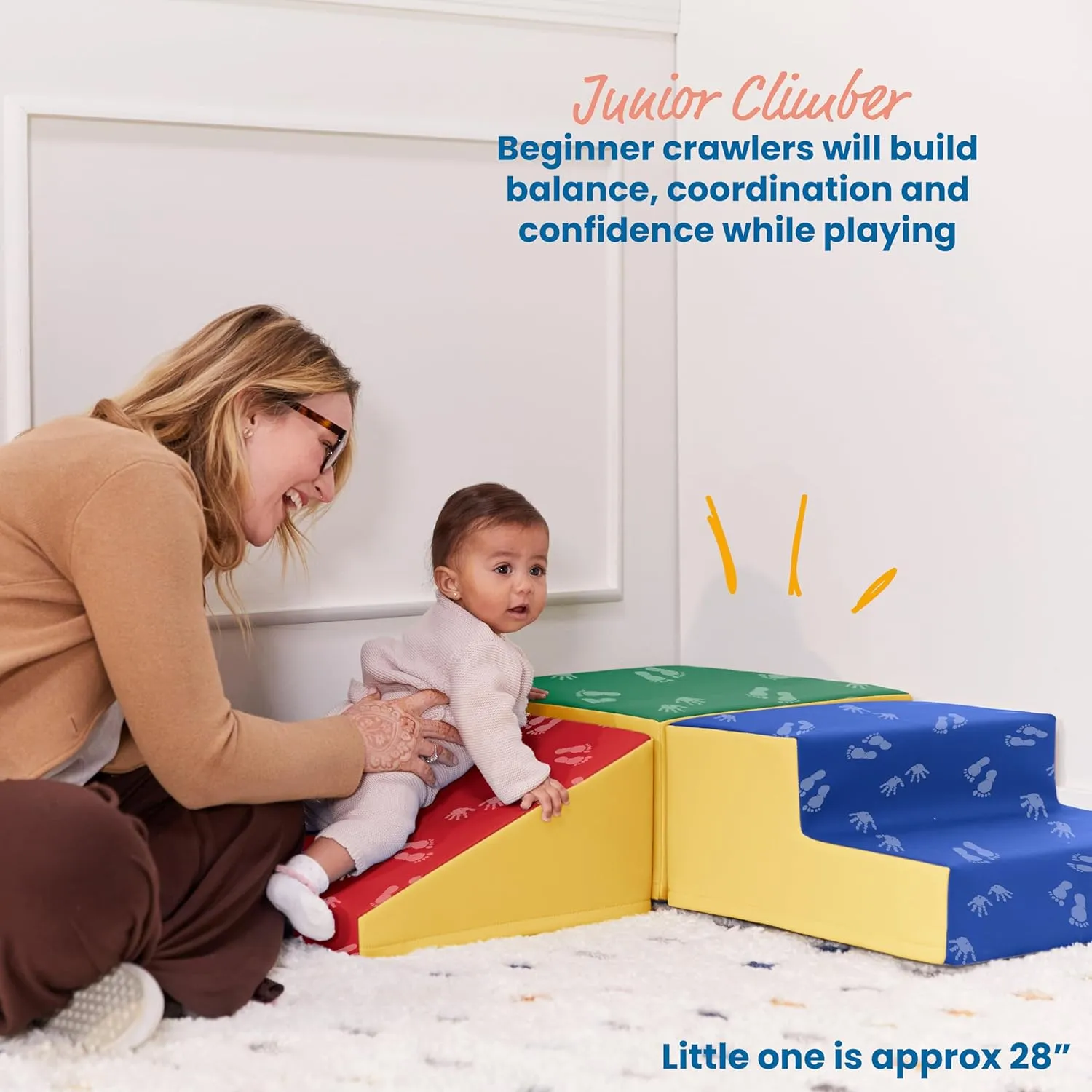 ECR4Kids SoftZone Junior Little Me Climb Crawl and Slide, Beginner Playset, Assorted, 3-Piece