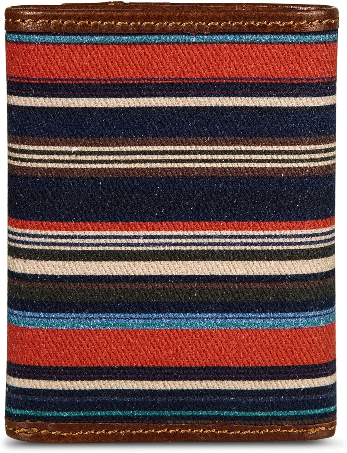 Eddie Bauer Men Pioneer Leather and Printed Cotton Canvas Trifold Wallet (Assorted Graphics)