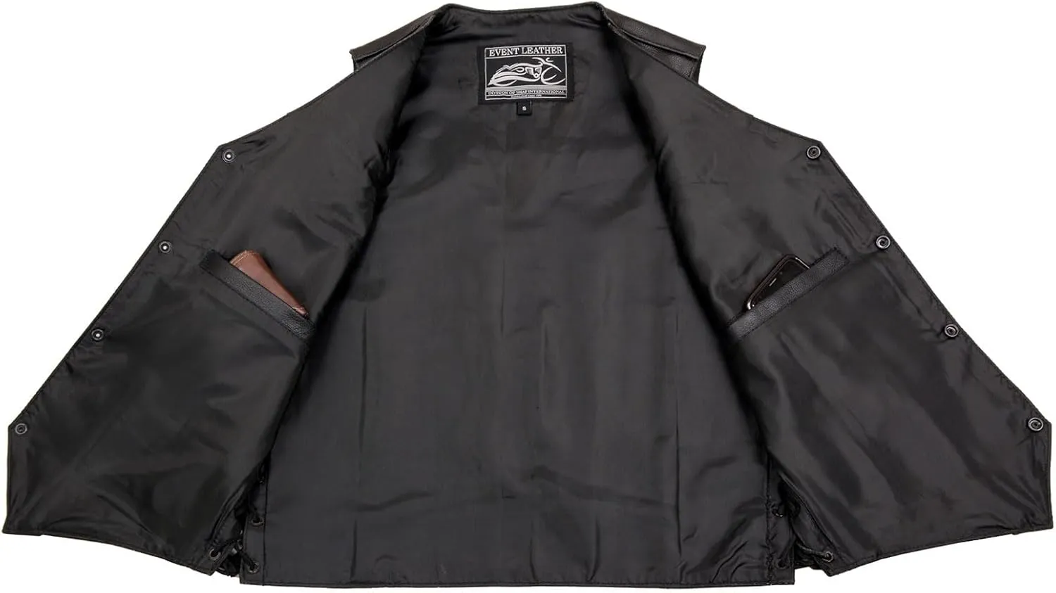 EL5315 Black Motorcycle Leather Vest for Men w/Side Lace- Riding Club Adult Motorcycle Vests