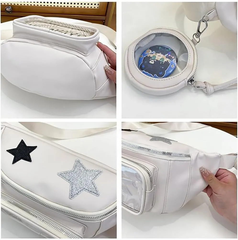 Elallin Ita Bag Crossbody Chest Pack Shoulder Sling Bag with Button Organizer for Badge Pins Display Men Women