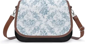 Elegant Engraved Blue And White Floral Toile Women's Shoulder Bag, Handbag, Crossbody Bag