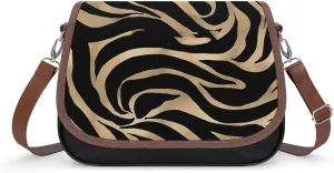Elegant Metallic Gold Zebra Black Animal Print Women's Shoulder Bag, Handbag, Crossbody Bag