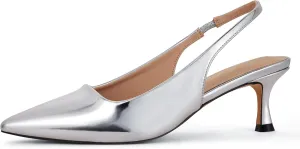 Elisabet Tang 1.96IN Trendy Closed Toe Slingback Kitten Heels for Women Low Dressy Pumps Wide Width Sexy for Prom