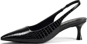 Elisabet Tang 1.96IN Trendy Closed Toe Slingback Kitten Heels for Women Low Dressy Pumps Wide Width Sexy for Prom