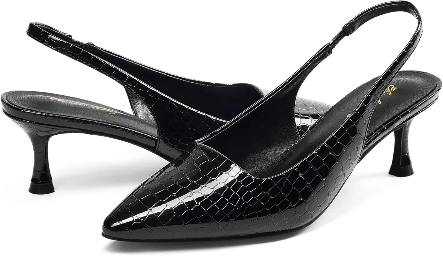 Elisabet Tang 1.96IN Trendy Closed Toe Slingback Kitten Heels for Women Low Dressy Pumps Wide Width Sexy for Prom
