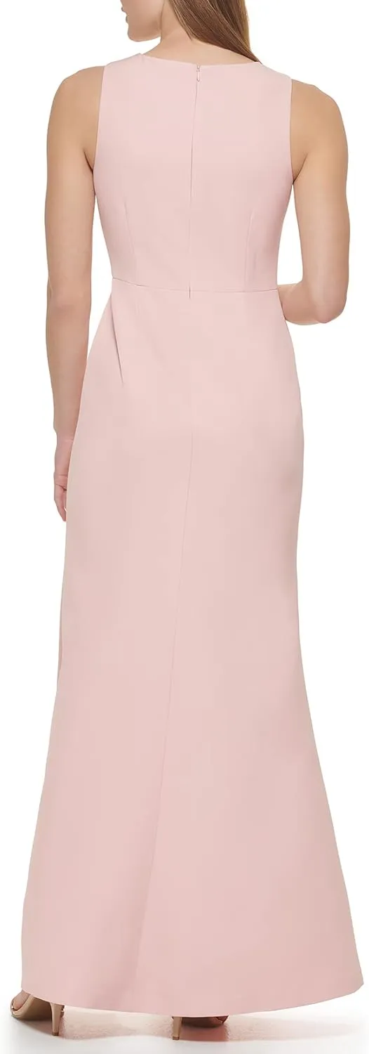 Eliza J Women's Gown Style Stretch Crepe Sleeveless Jewel Neck Dress