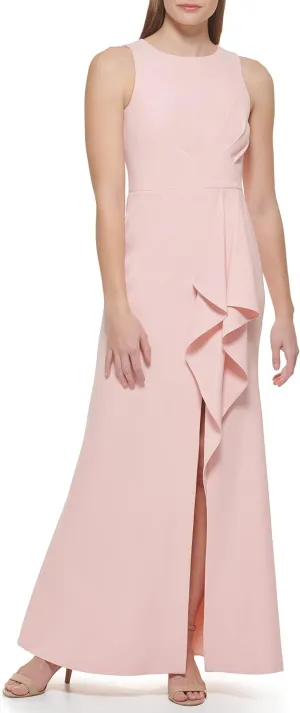 Eliza J Women's Gown Style Stretch Crepe Sleeveless Jewel Neck Dress
