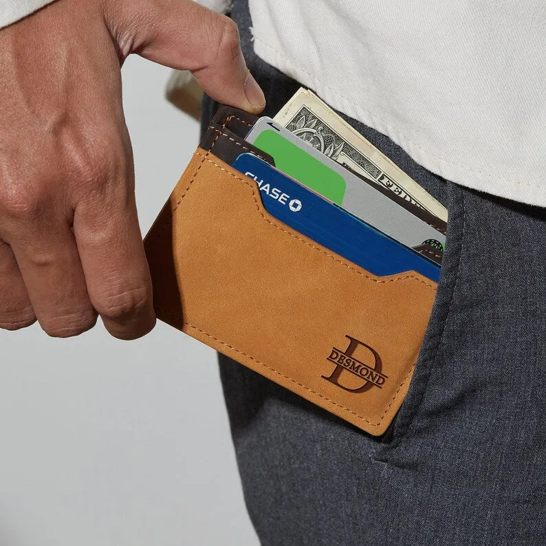 Engraved Leather Wallet For Men - Handwriting