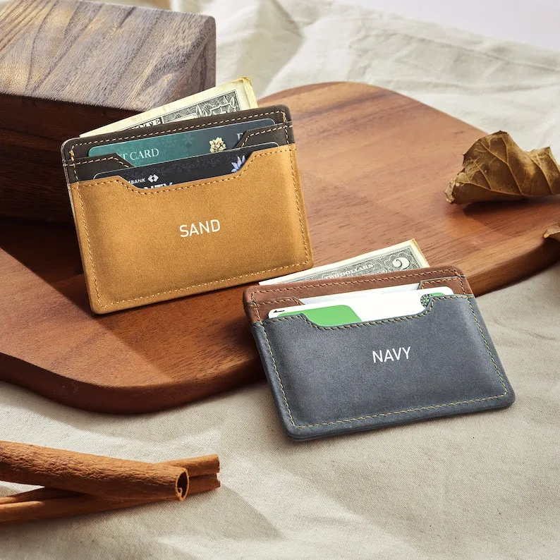Engraved Leather Wallet For Men - Handwriting