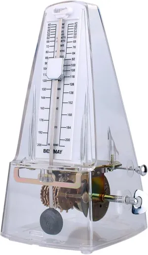 ENO MUSIC Loud Pure Sound Mechanical Metronome for Piano Violin Guitar Ukulelel Musicians, Transparent White