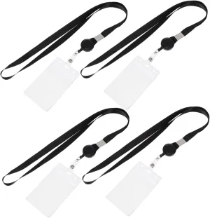 ERINGOGO 4Pcs Badge Holder Name Card Cover with Convenient Hanger for Work Office and Events Lightweight Wear Resistant Id Holders for Badges Memberships and More