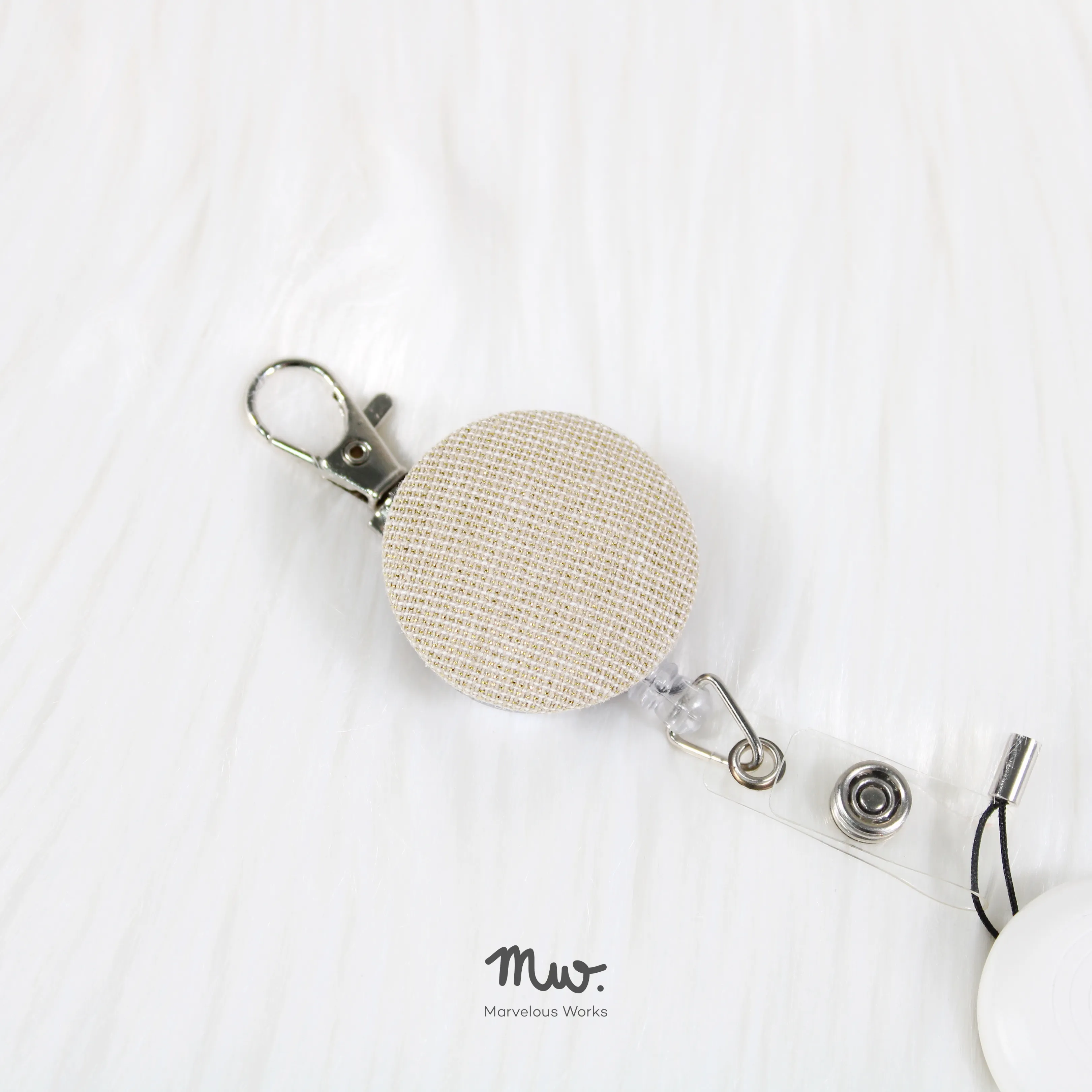 Essex Linen Metallic Oyster Retractable Badge Reel Only