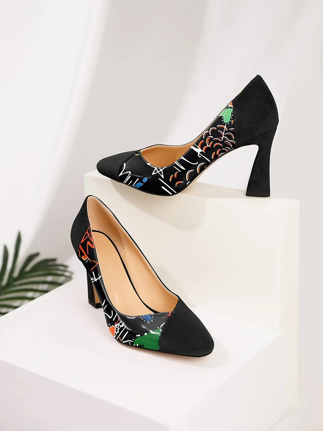 Esvowido Women's Stiletto High Heel Closed Toe Pumps Slip on Dress Shoes for Ladies Office Prom Wedding Party Dress Shoes