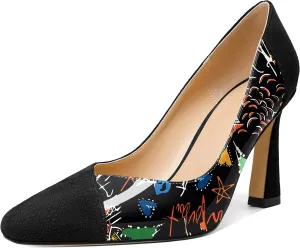 Esvowido Women's Stiletto High Heel Closed Toe Pumps Slip on Dress Shoes for Ladies Office Prom Wedding Party Dress Shoes