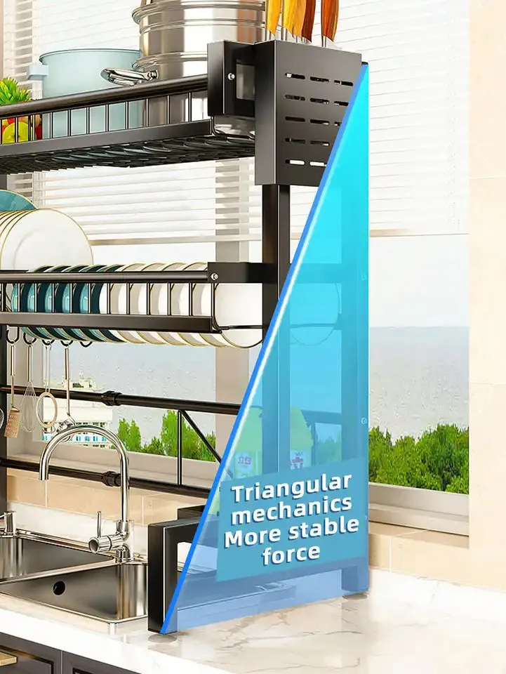 Expandable 2-Tier Stainless Steel Sink Dish RackCutlery &amp; Chopstick Holders