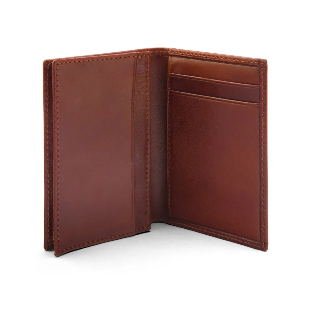 Expandable Leather Business Card Case - Dark Tan