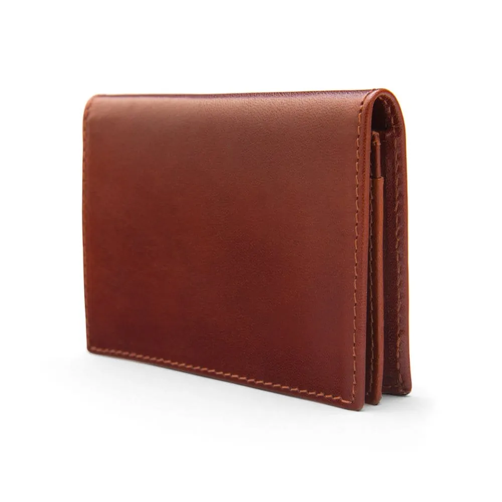 Expandable Leather Business Card Case - Dark Tan